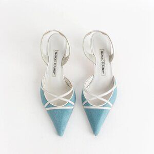 RARE vintage Manolo Blahnik blue pony hair heels in very good condition